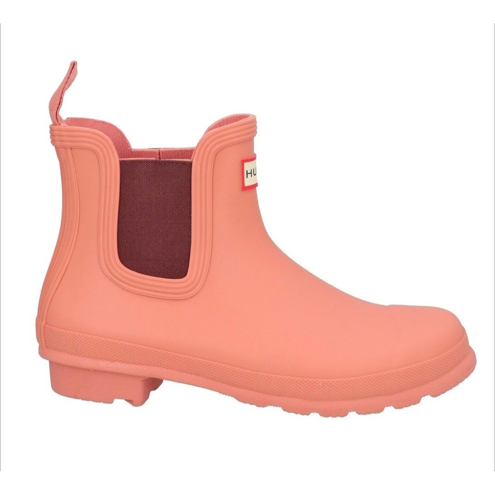 Hunter Women US 9 Salmon‎ / Rough Pink Rubber Chelsea Boots Ankle Rain Boots - Picture 2 of 14
